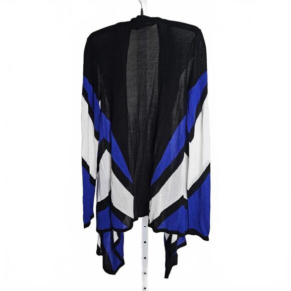 Women's Open Front Color Block Cardigan Sweater - Picture 3 of 4